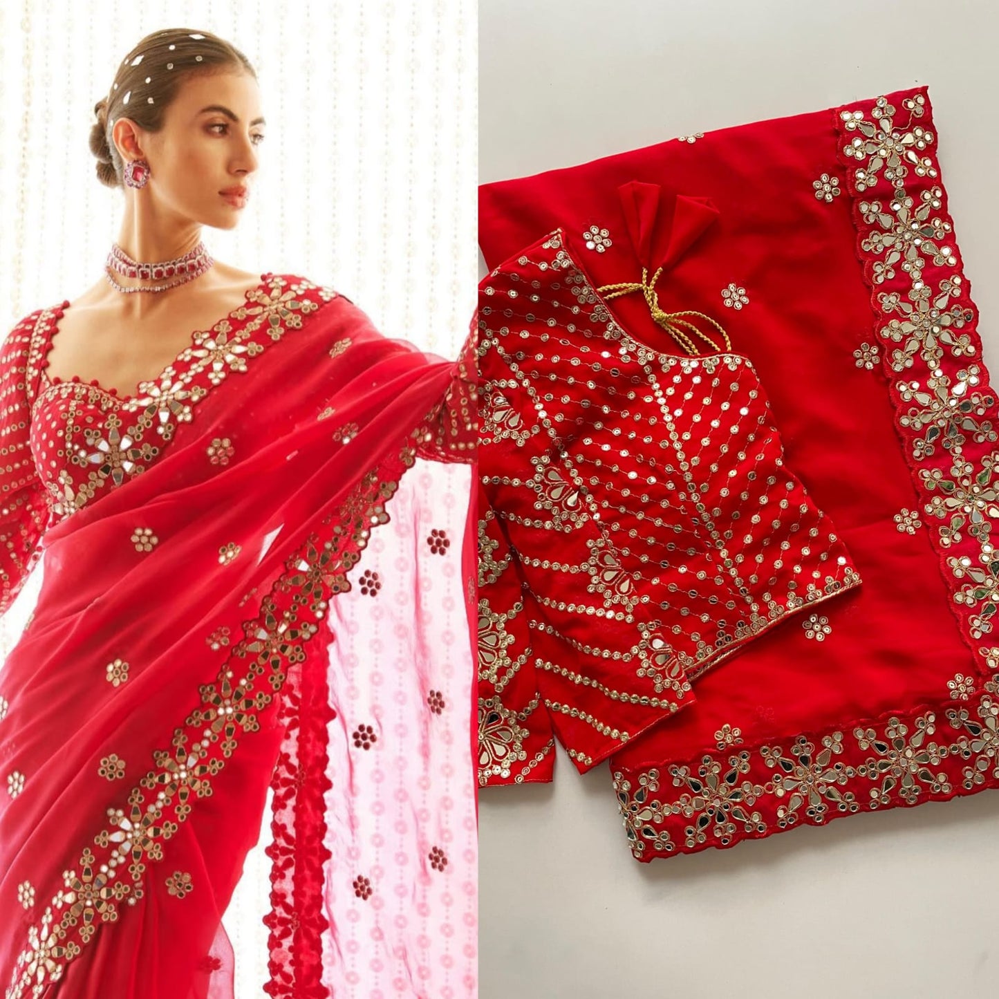 Bollywood Blockbuster Original Mirror Design Saree