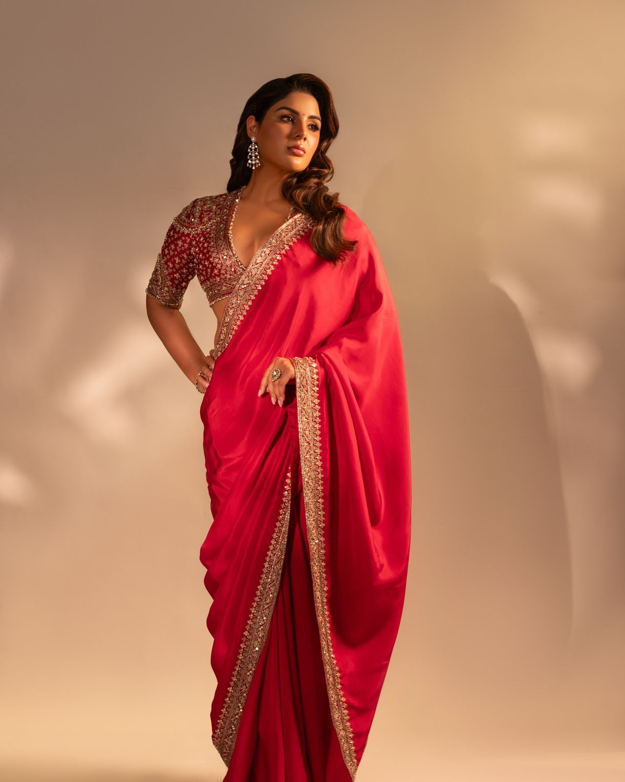 Festive Special Red Sequins Saree