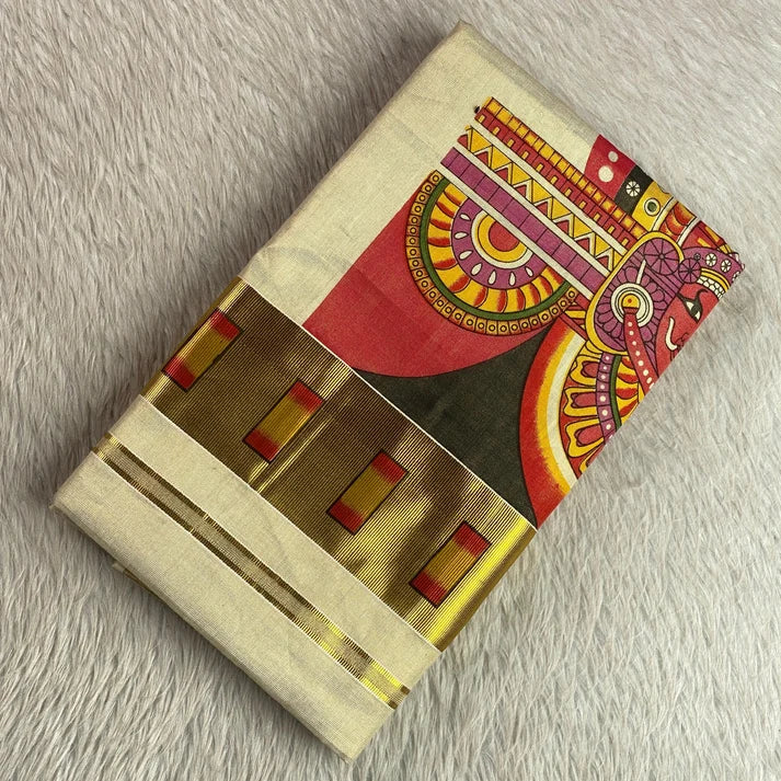 Kerala Tissue Theyyam Saree