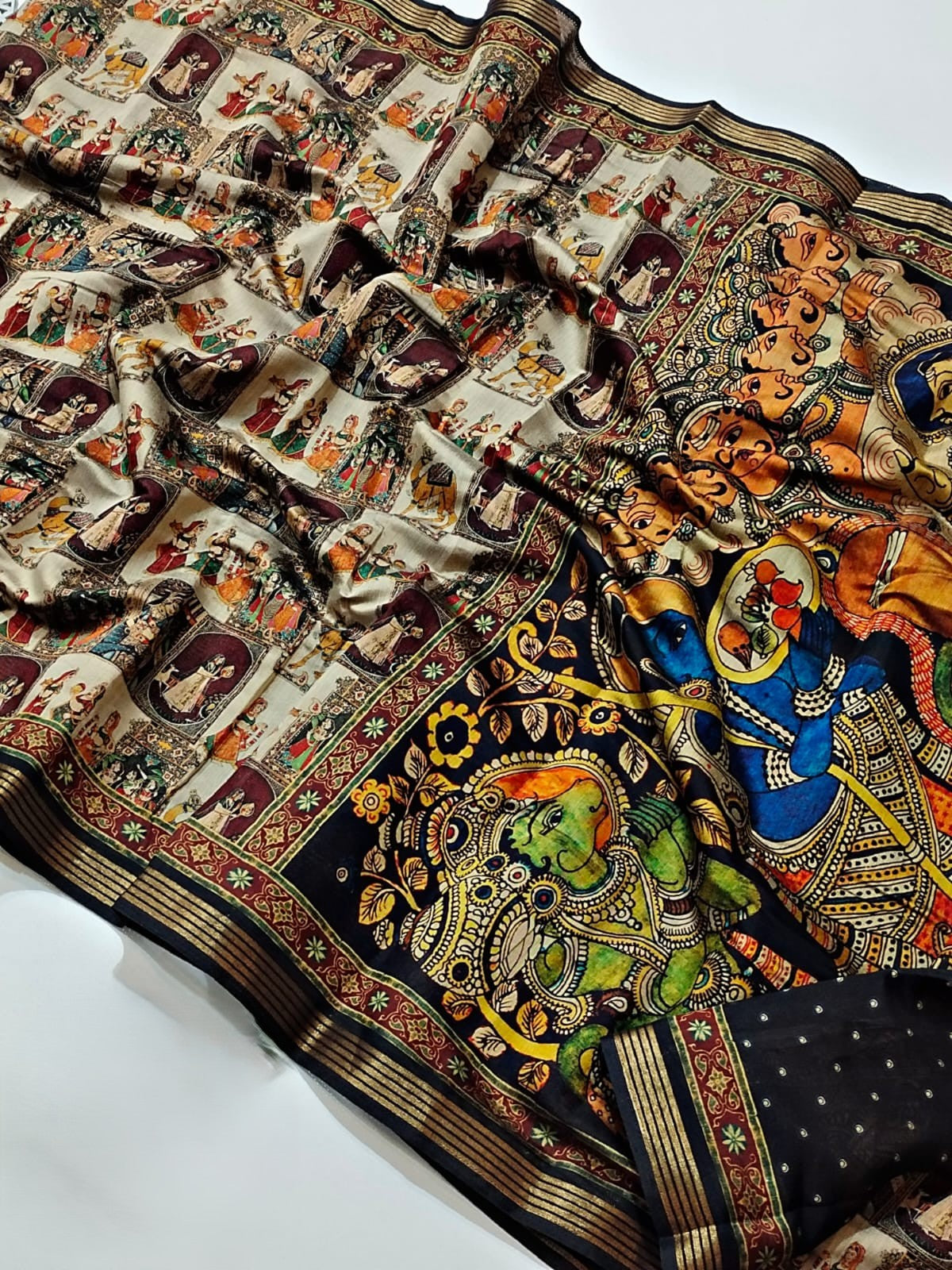Beautiful MAL COTTON Saree with Gold Zari Border