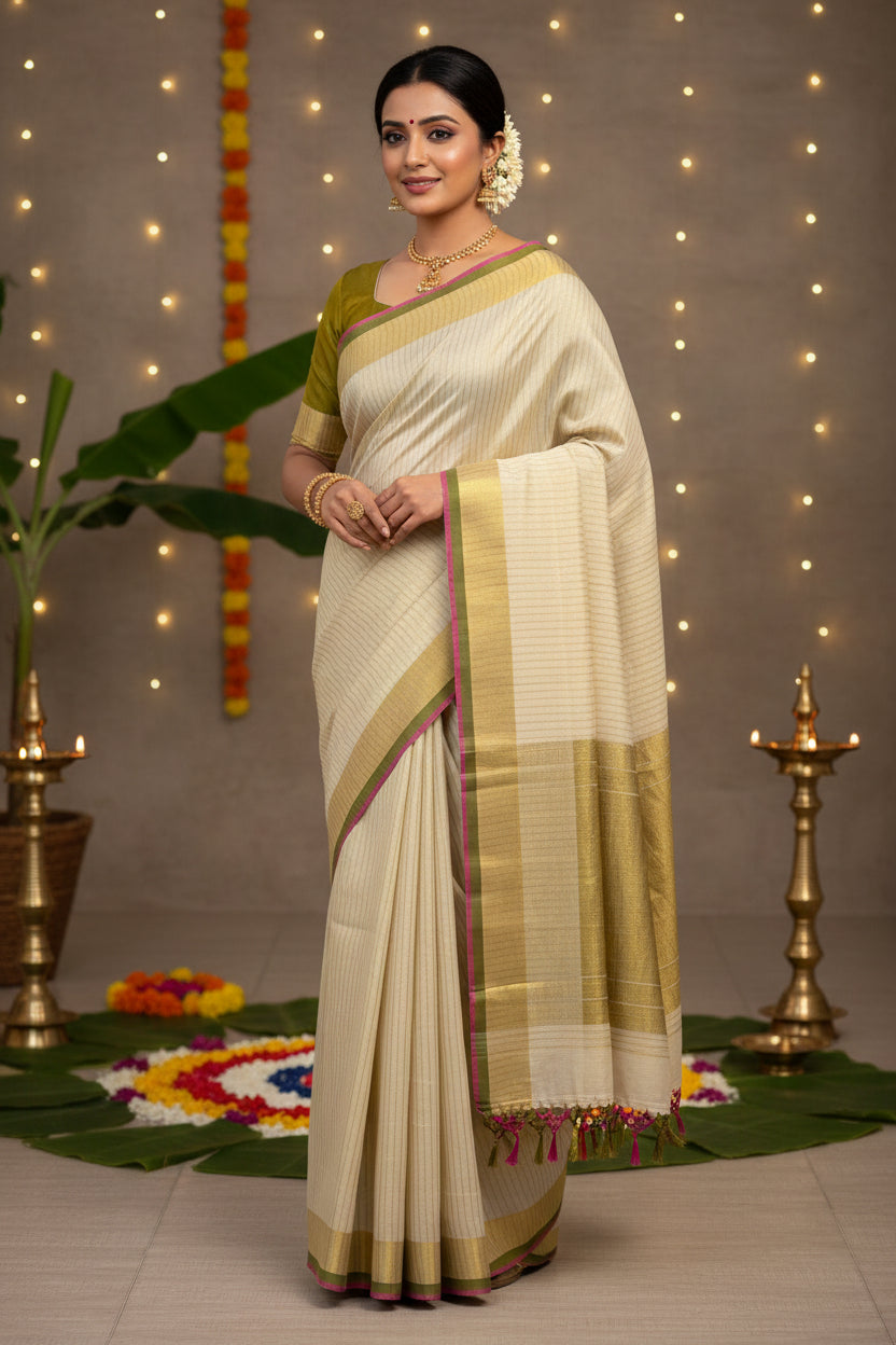 Striped Tissue Kerala Saree