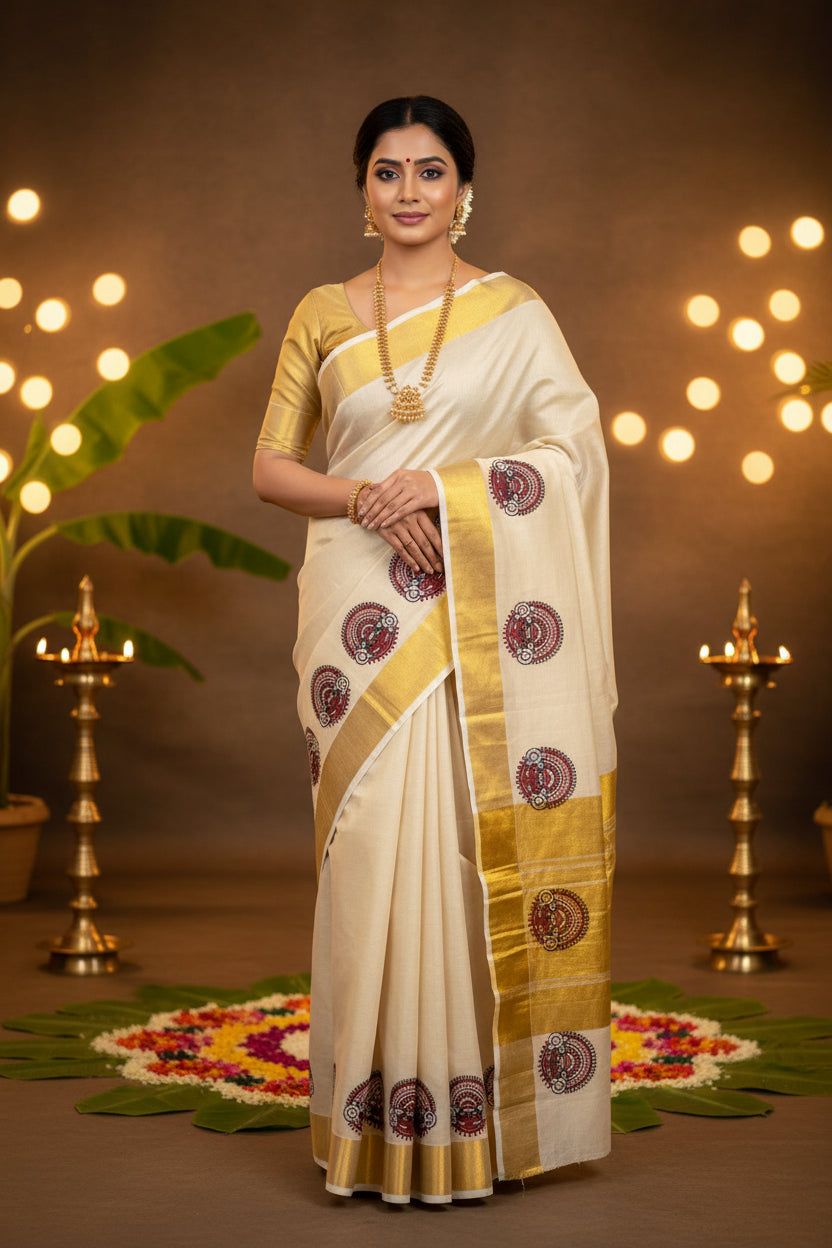 Kathak Motif Tissue Saree