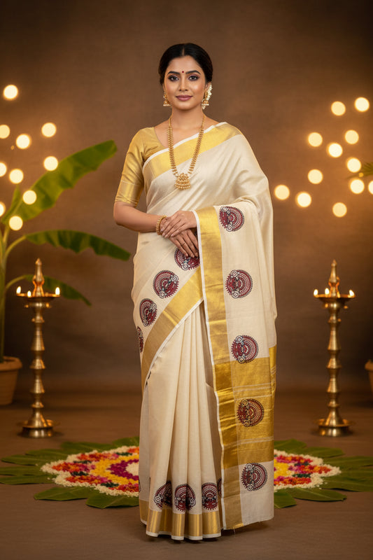 Kathak Motif Tissue Saree