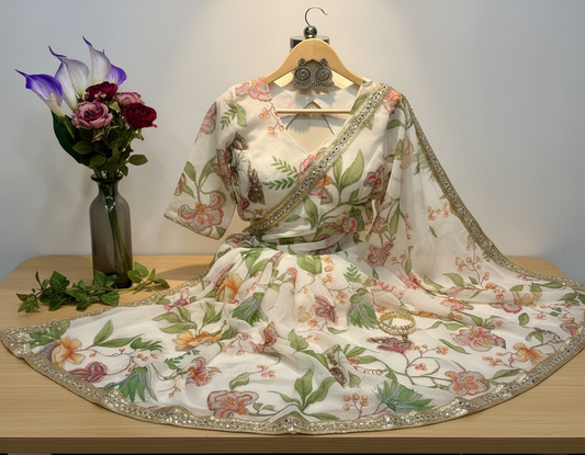 Celebrity Digital printed Tebby silk saree