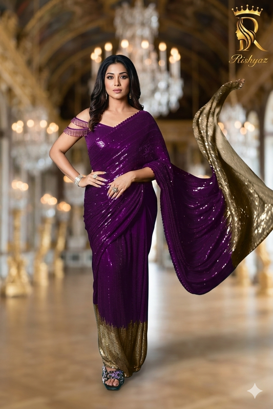 New Bollywood Blockbuster Sequins Saree – Premium Party Wear