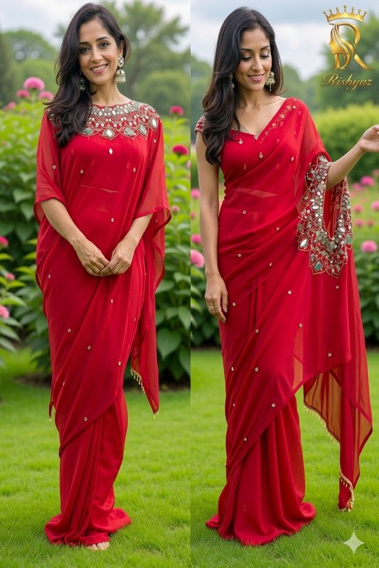 EXCLUSIVE HANDWORKED DRAPE SAREE – 2 STYLES