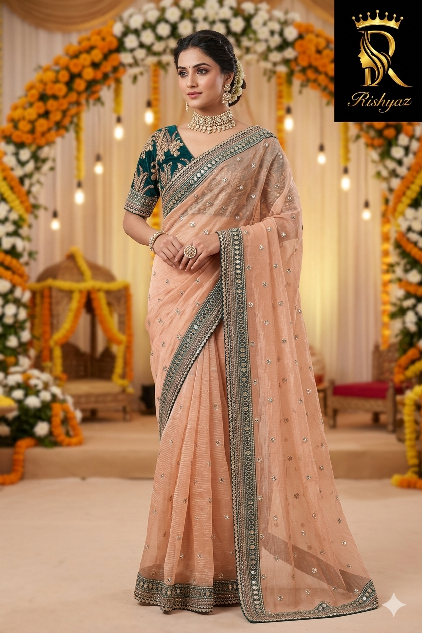 Beautiful Designer Saree in Twill Net Fabric