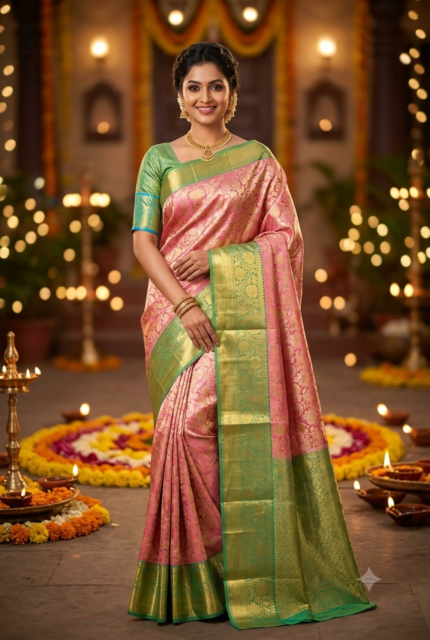 Kanchipuram-inspired Silk Saree