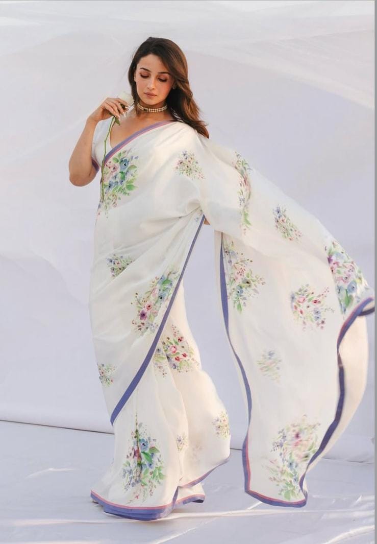 Premium Devsena Japan Satin Digital Print Saree