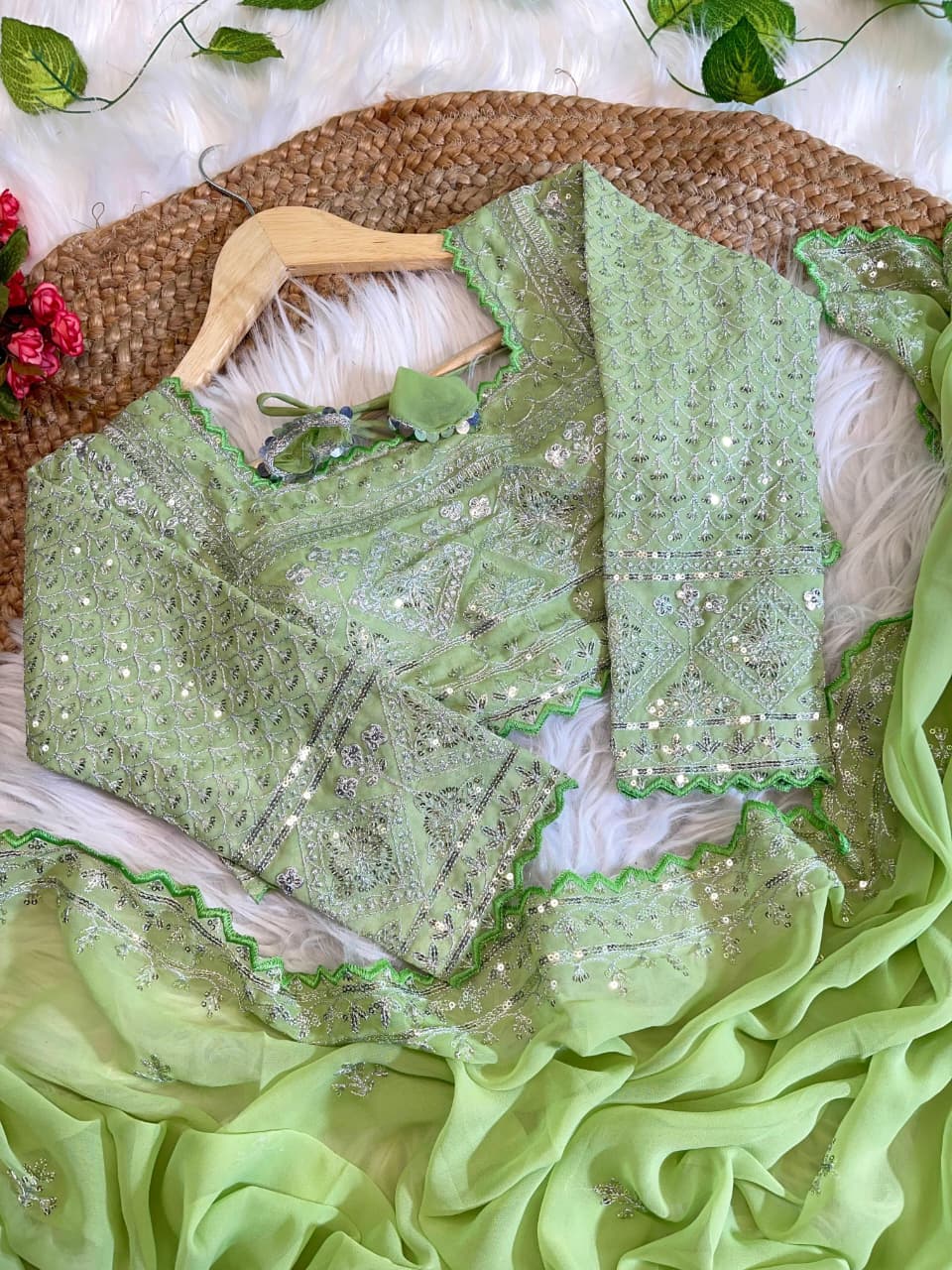 Pure Soft Fox Georgette Embroidery Saree
