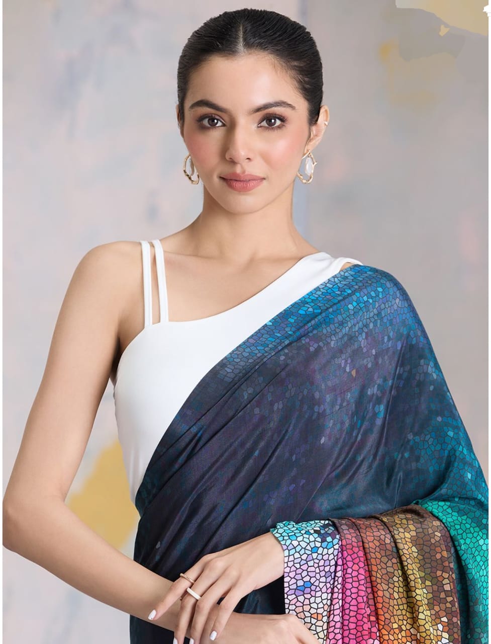Digital Printed Japan Satin Saree