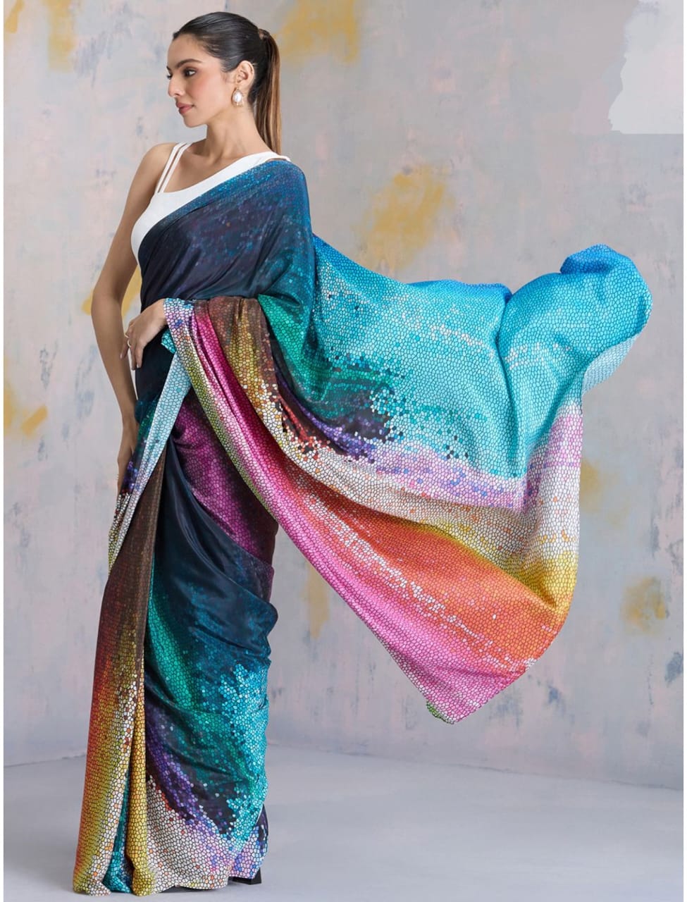 Digital Printed Japan Satin Saree