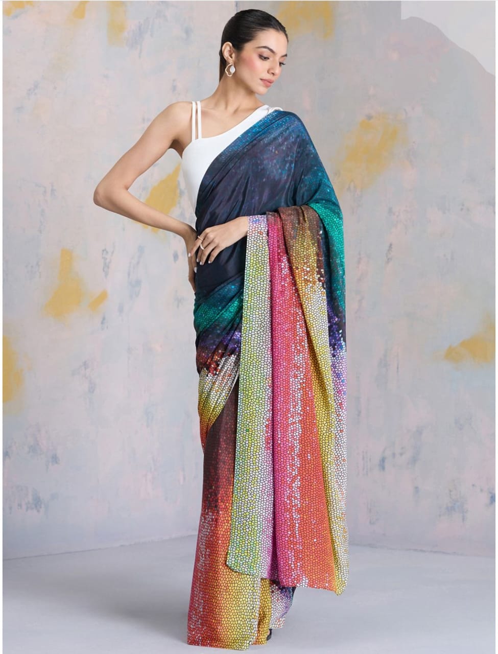 Digital Printed Japan Satin Saree