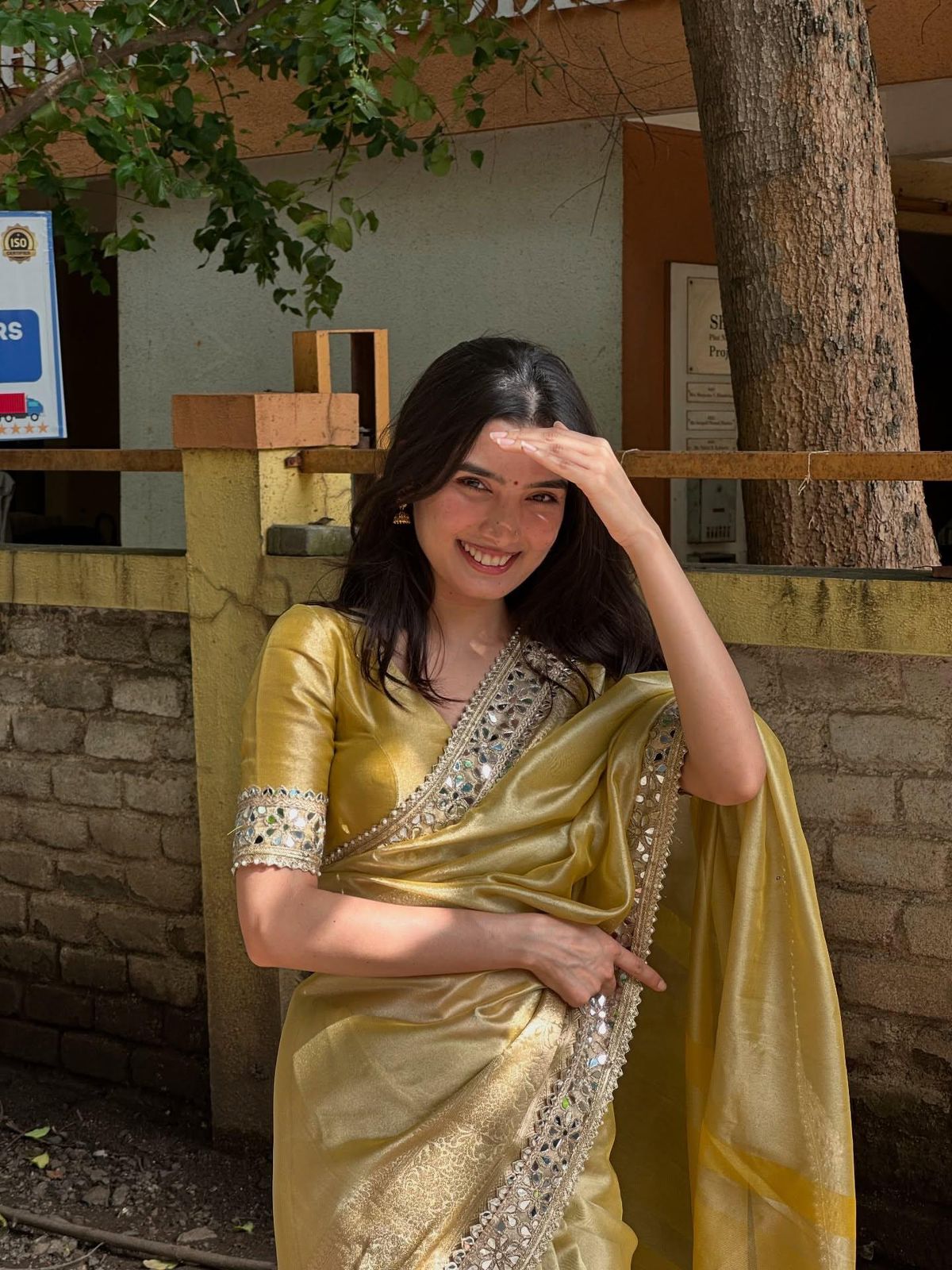 New Trending Designer Original Mirror Work Lace Border Soft Organza Saree