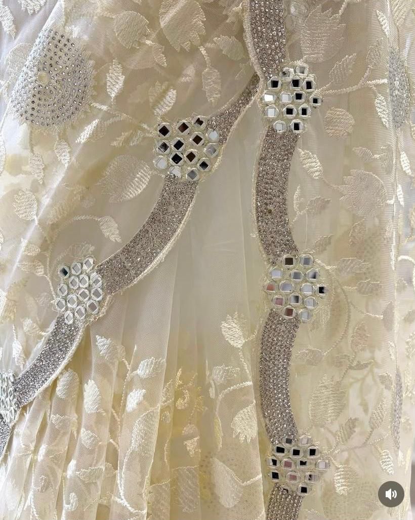 Exquisite Organza Saree with Thread Zaal & Swarovski Sparkle
