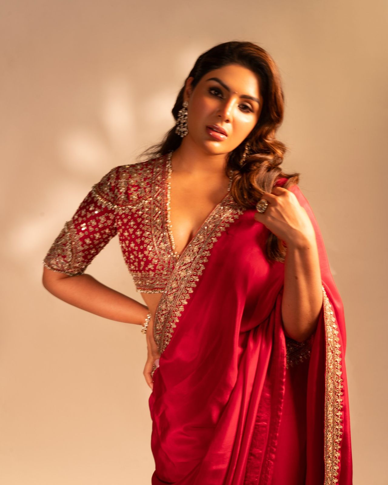 Festive Special Red Sequins Saree