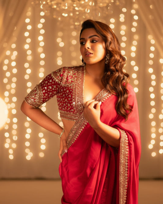 Festive Special Red Sequins Saree