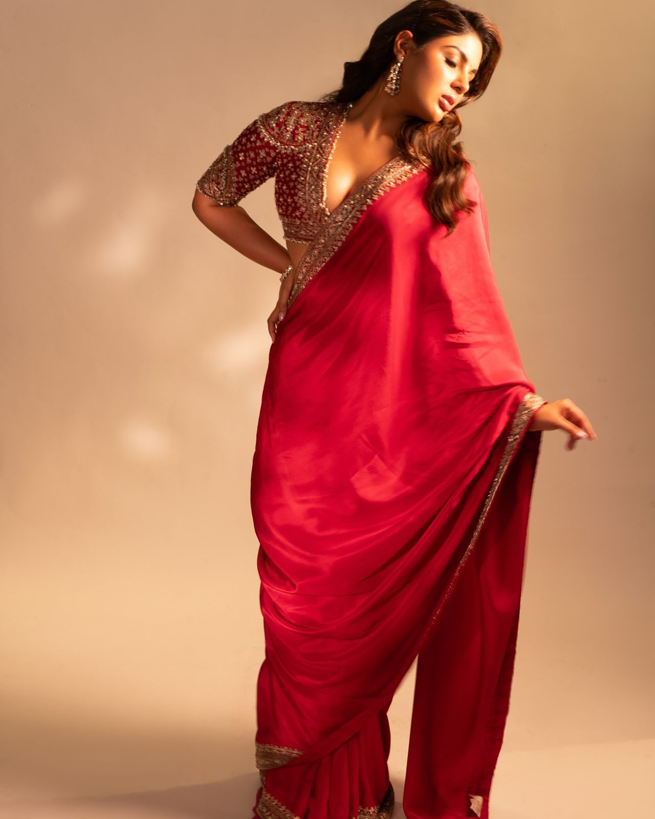 Festive Special Red Sequins Saree