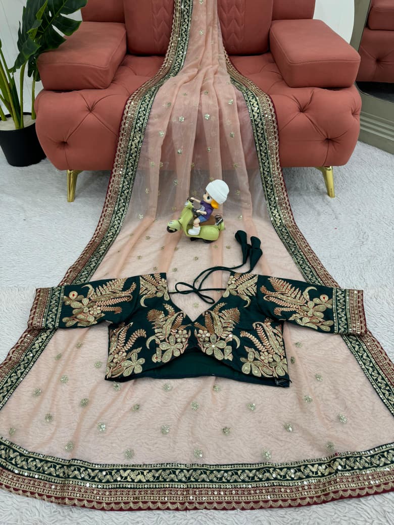 Beautiful Designer Saree in Twill Net Fabric
