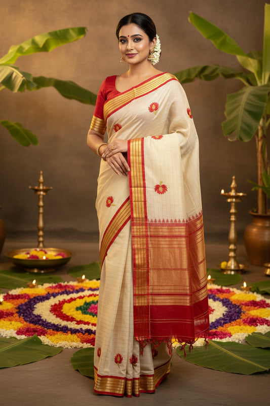 Kerala Tissue Floral Saree