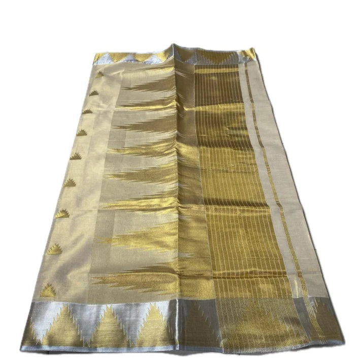 Kerala Tissue Geometric Design Saree