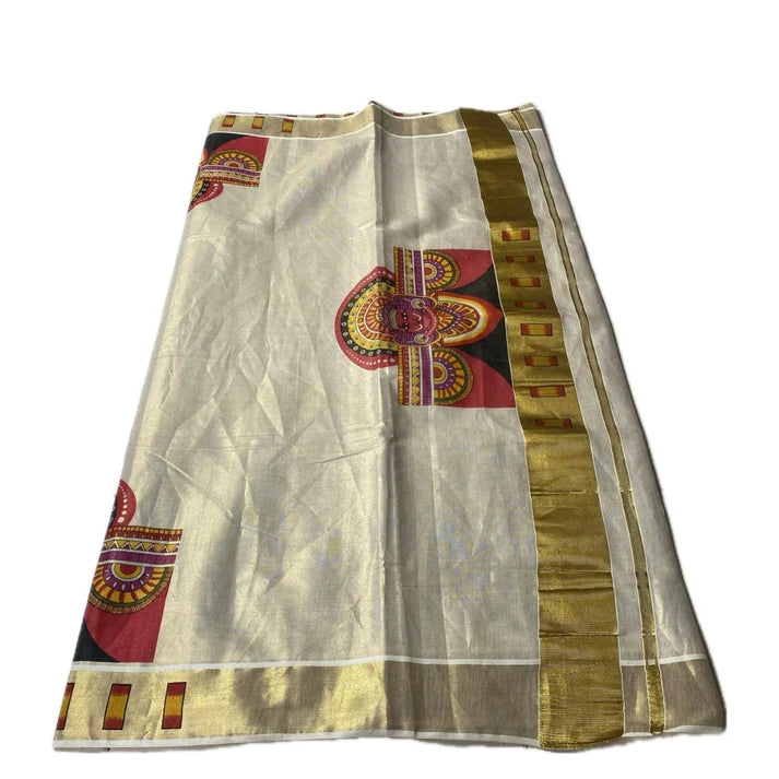 Kerala Tissue Theyyam Saree
