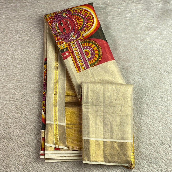 Kerala Tissue Theyyam Saree