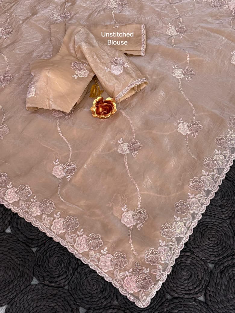 Graceful Dusty Beige Partywear Saree