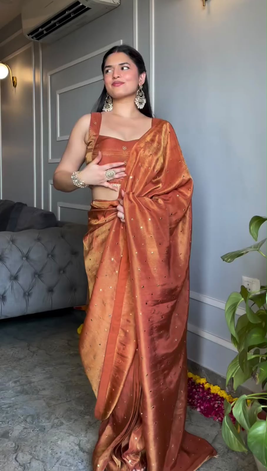 Designer Chimar Tissue Silk Saree