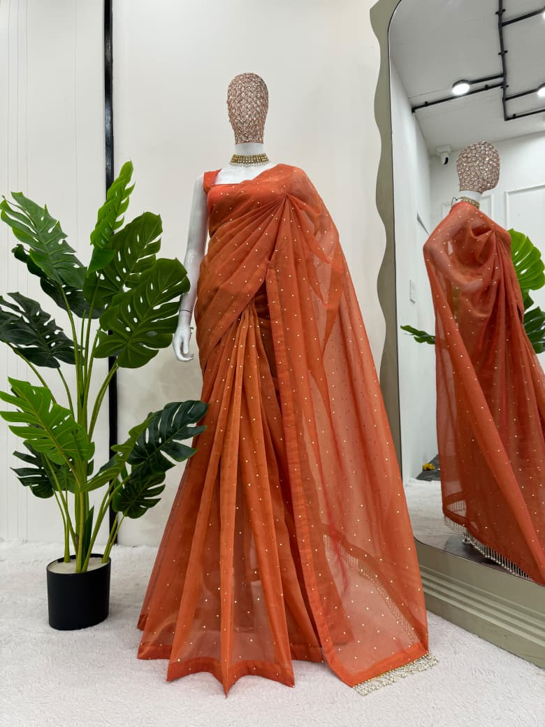 Designer Chimar Tissue Silk Saree