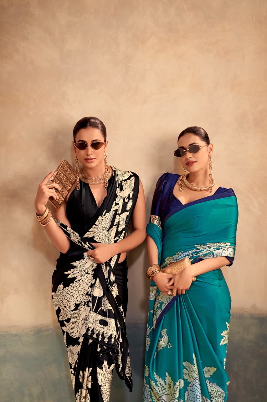 Kalamkari Satin Saree