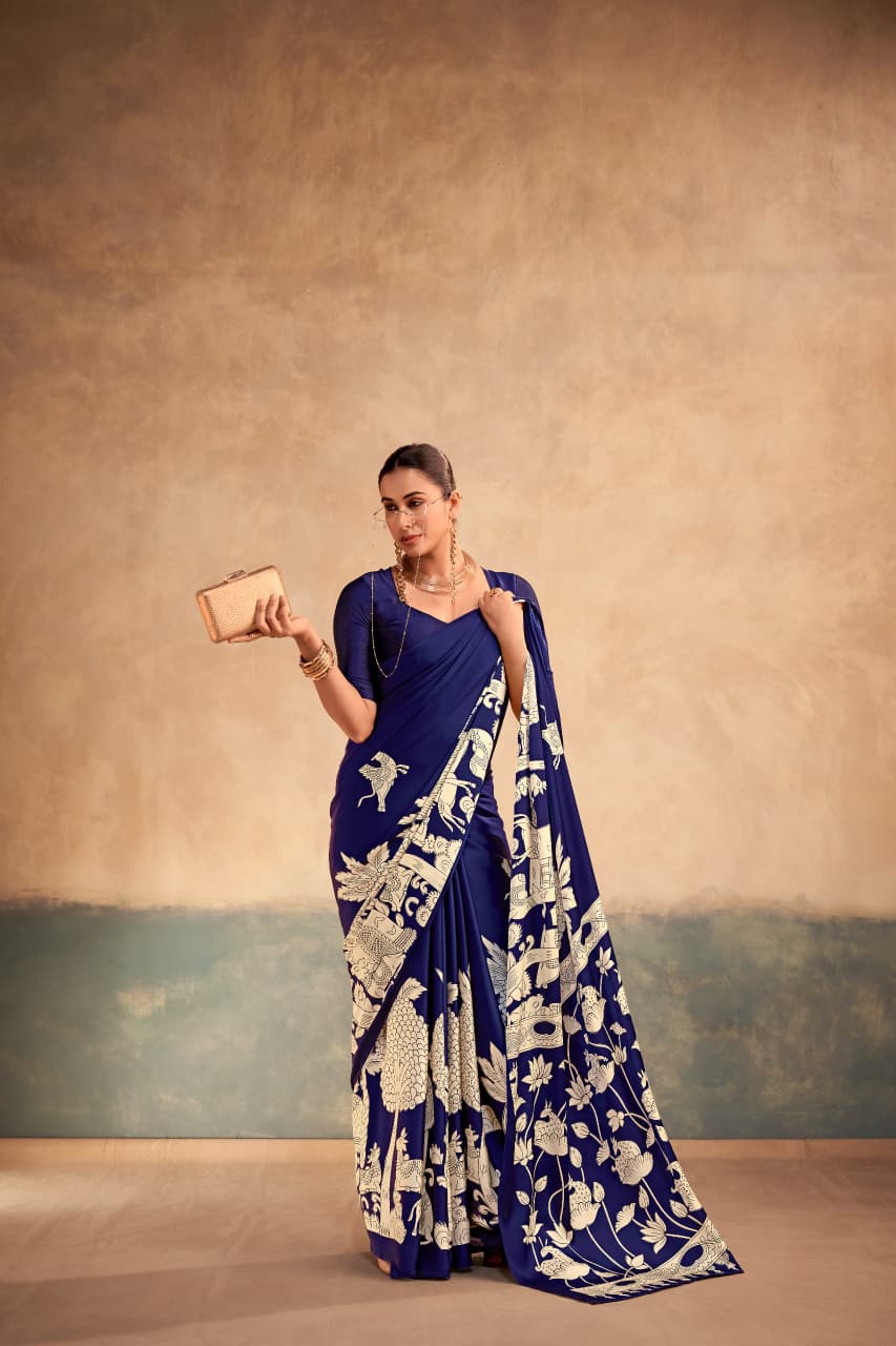 Kalamkari Satin Saree