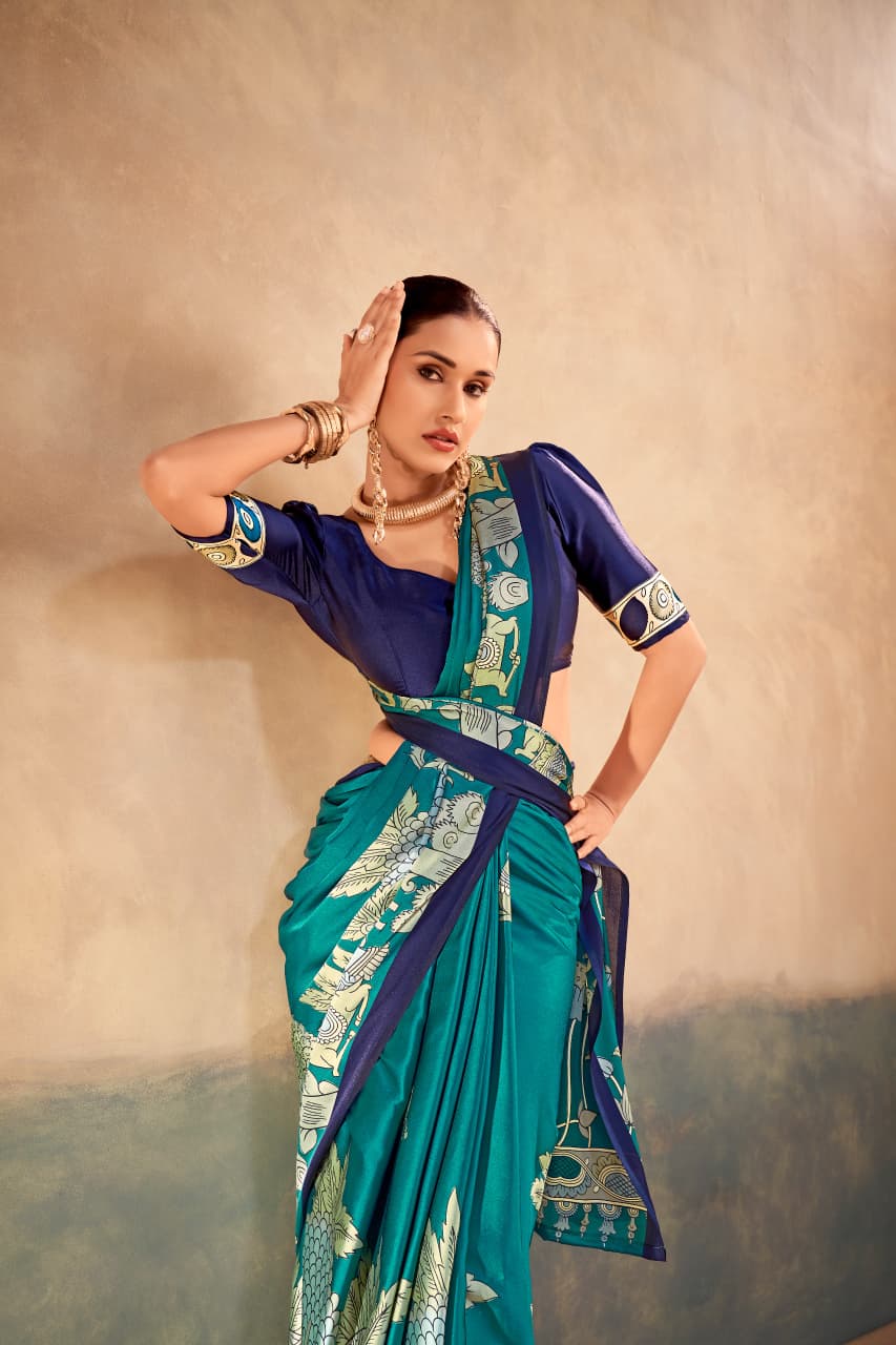 Kalamkari Satin Saree
