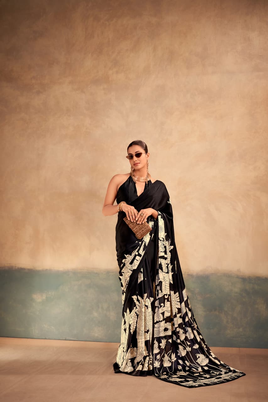 Kalamkari Satin Saree