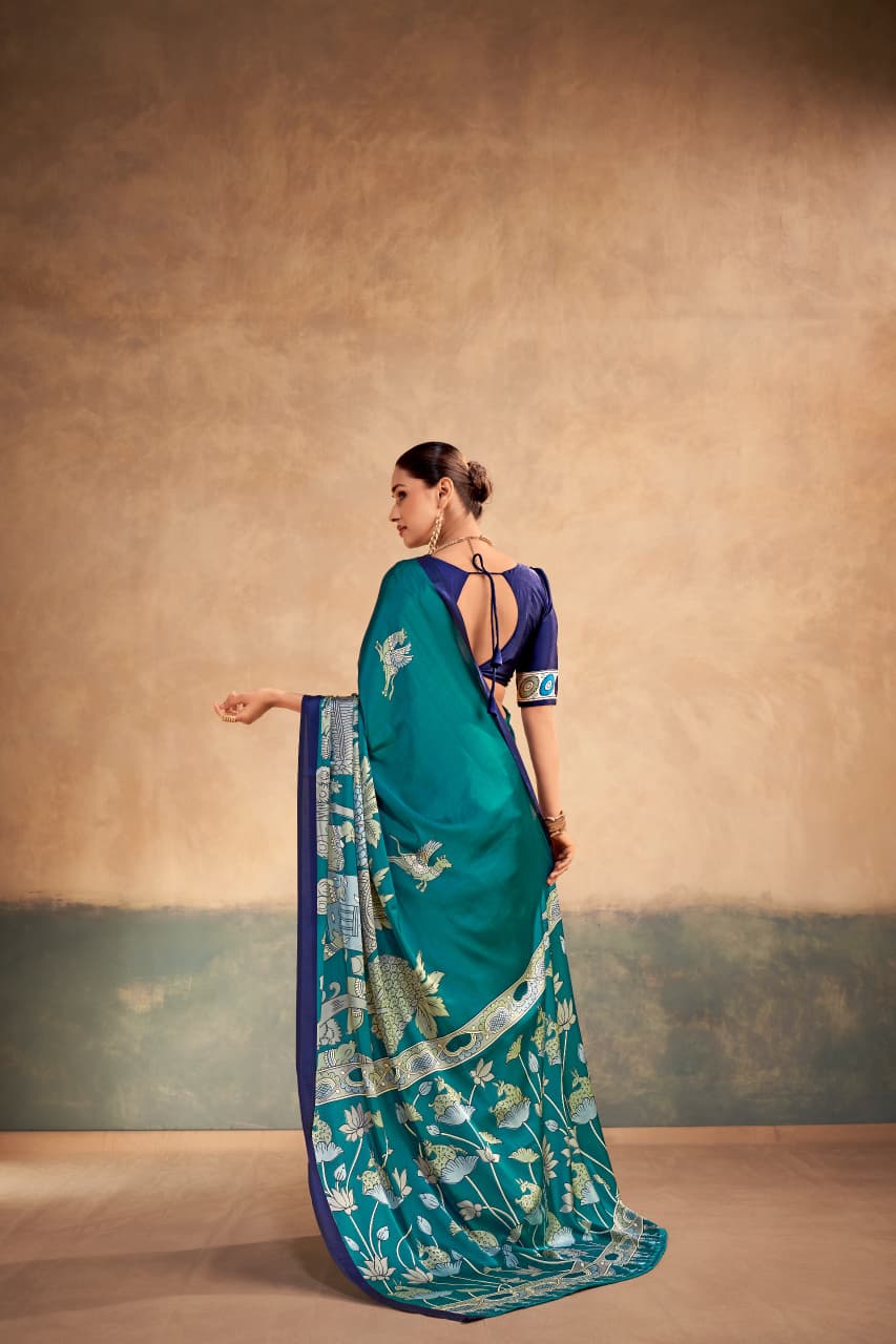 Kalamkari Satin Saree