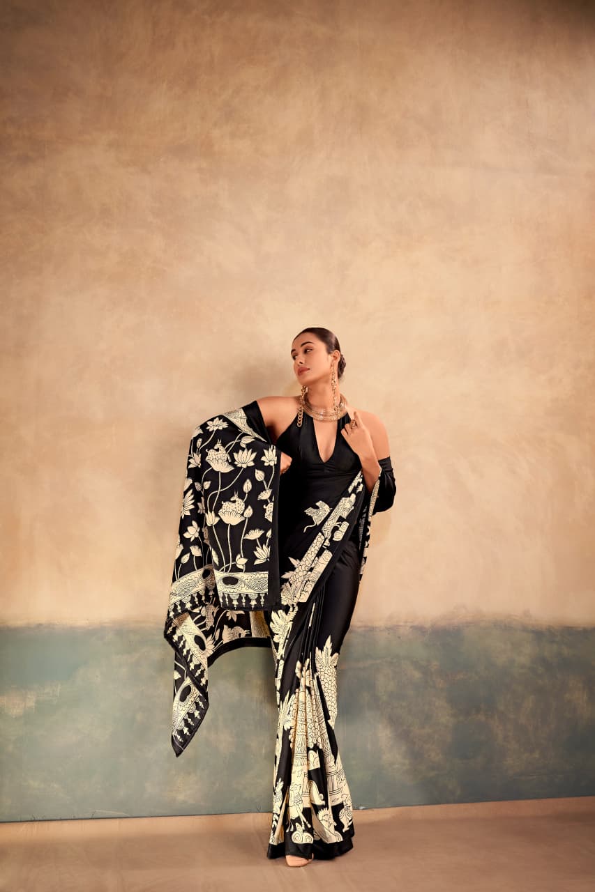 Kalamkari Satin Saree