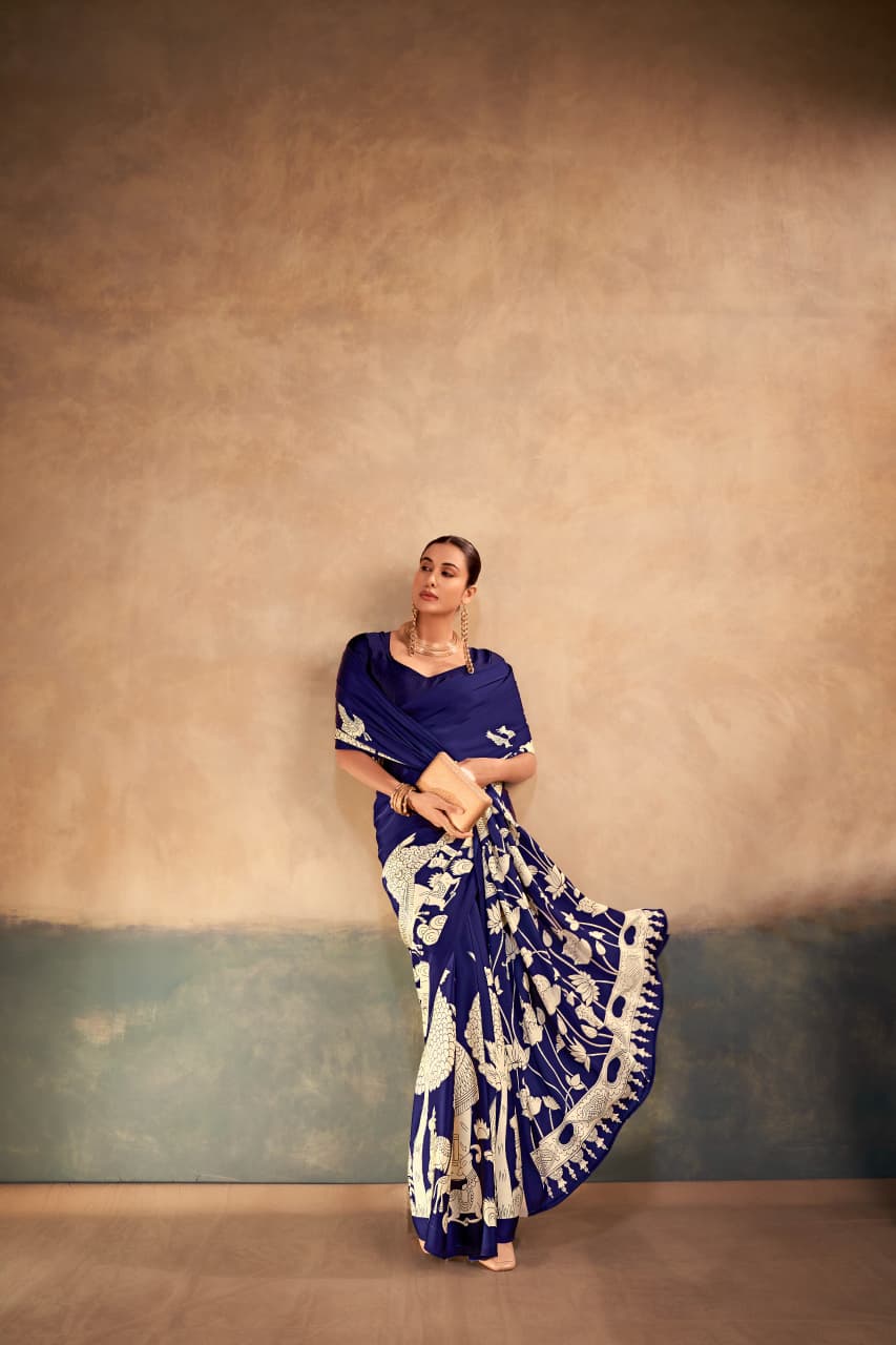 Kalamkari Satin Saree