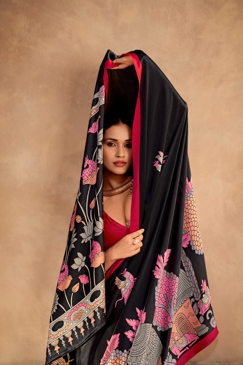 Kalamkari Satin Saree