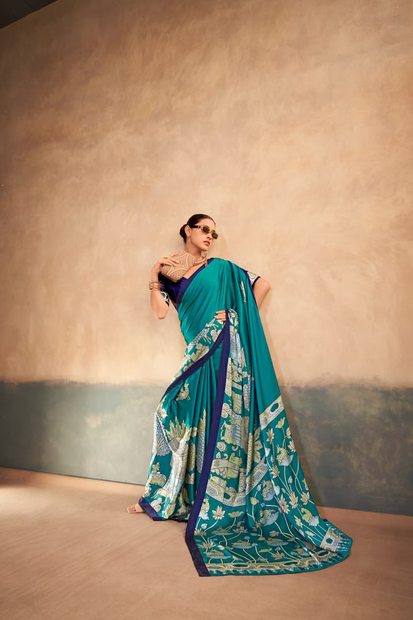 Kalamkari Satin Saree