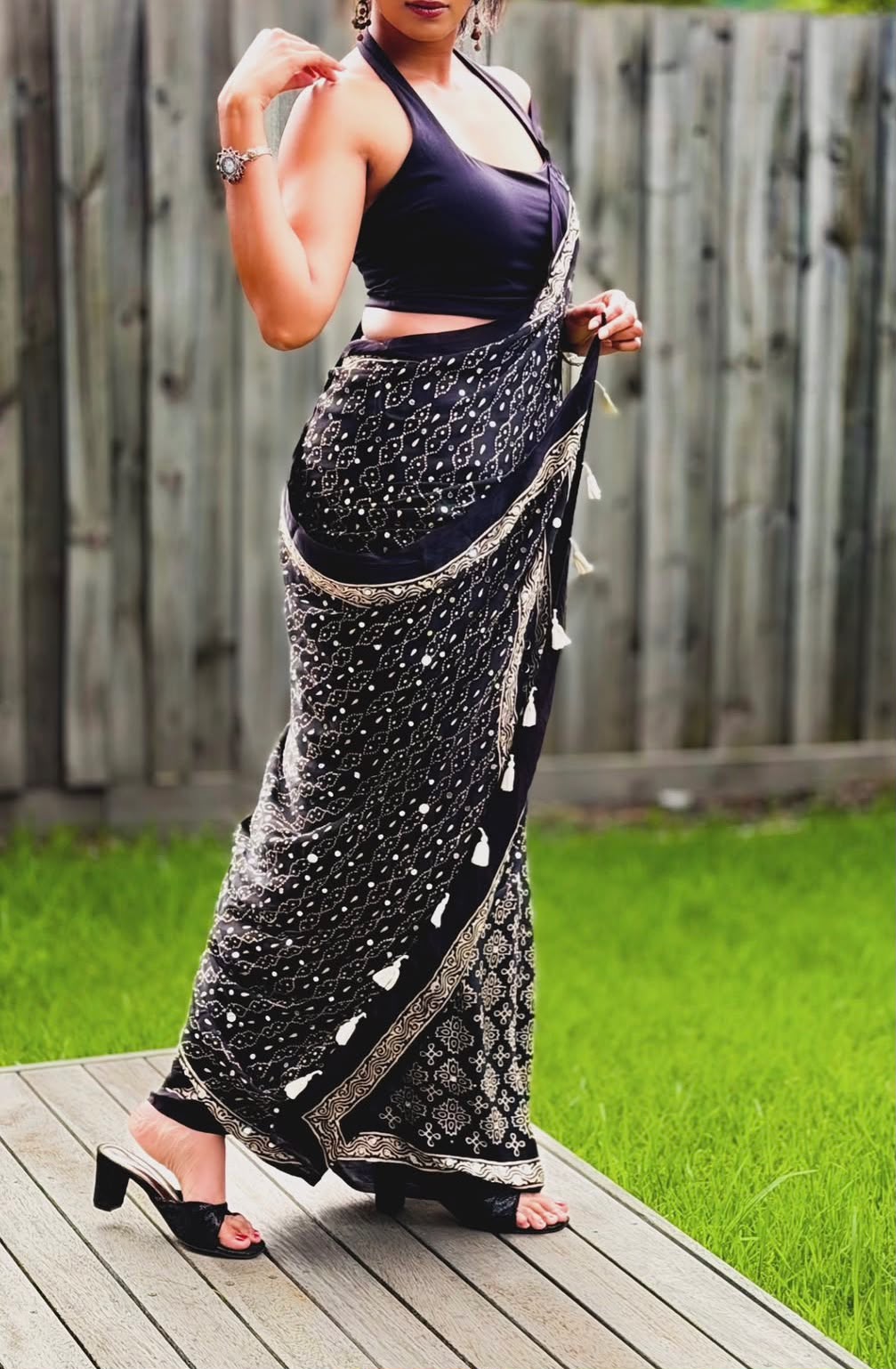 Gajji Silk Heavy Mirror Work Saree