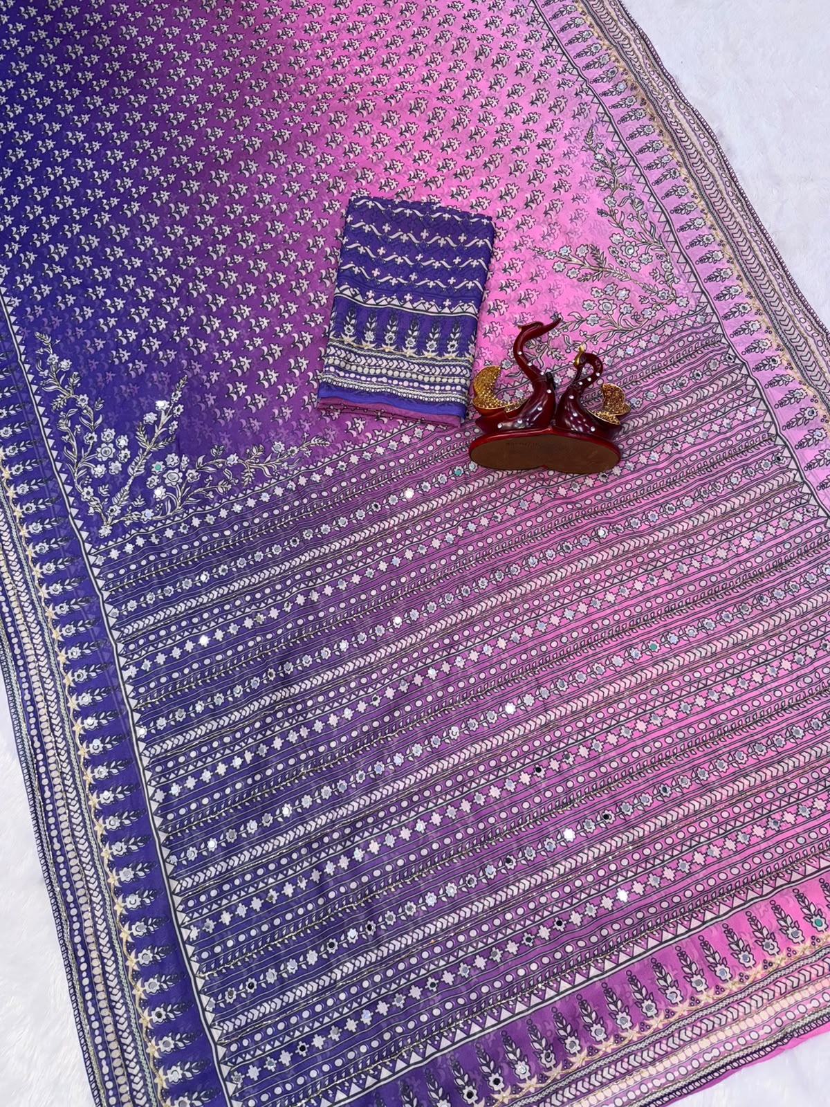 Designer Fox Georgette Saree with Mirror Work