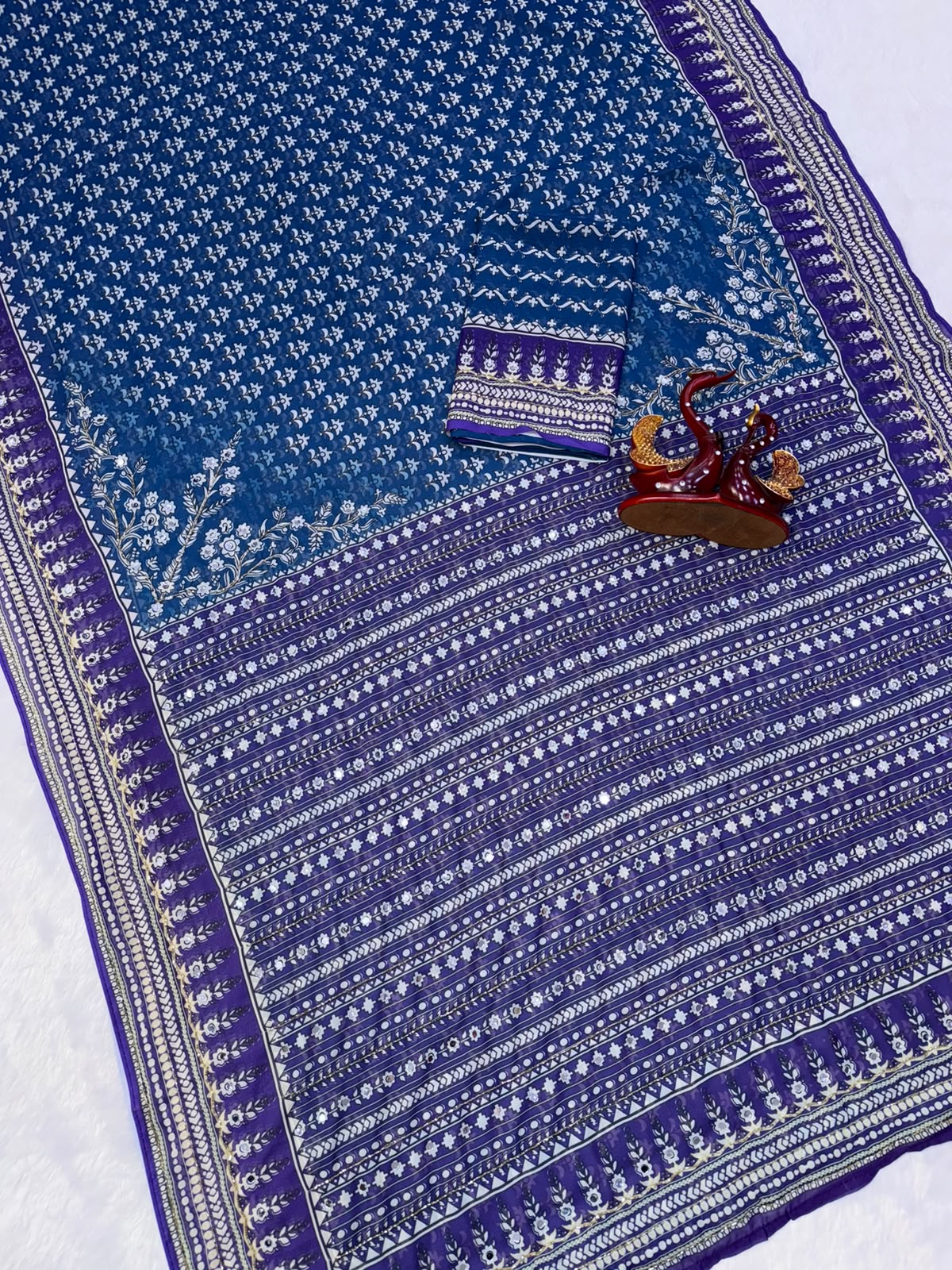 Designer Fox Georgette Saree with Mirror Work