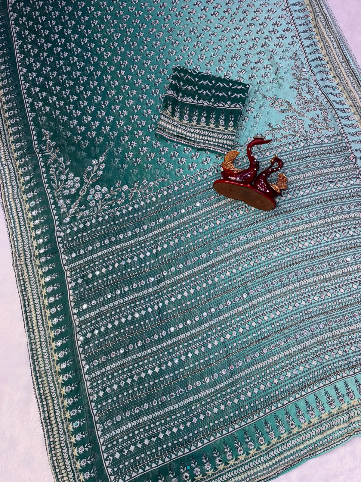 Designer Fox Georgette Saree with Mirror Work