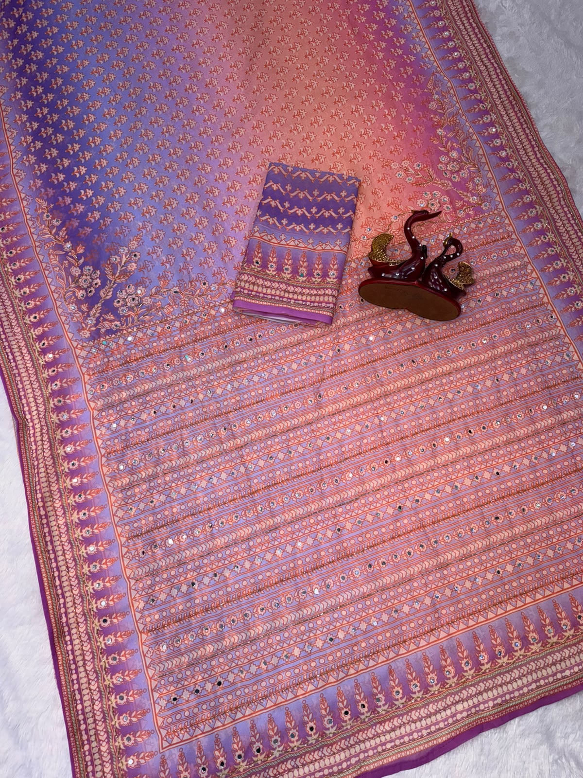 Designer Fox Georgette Saree with Mirror Work