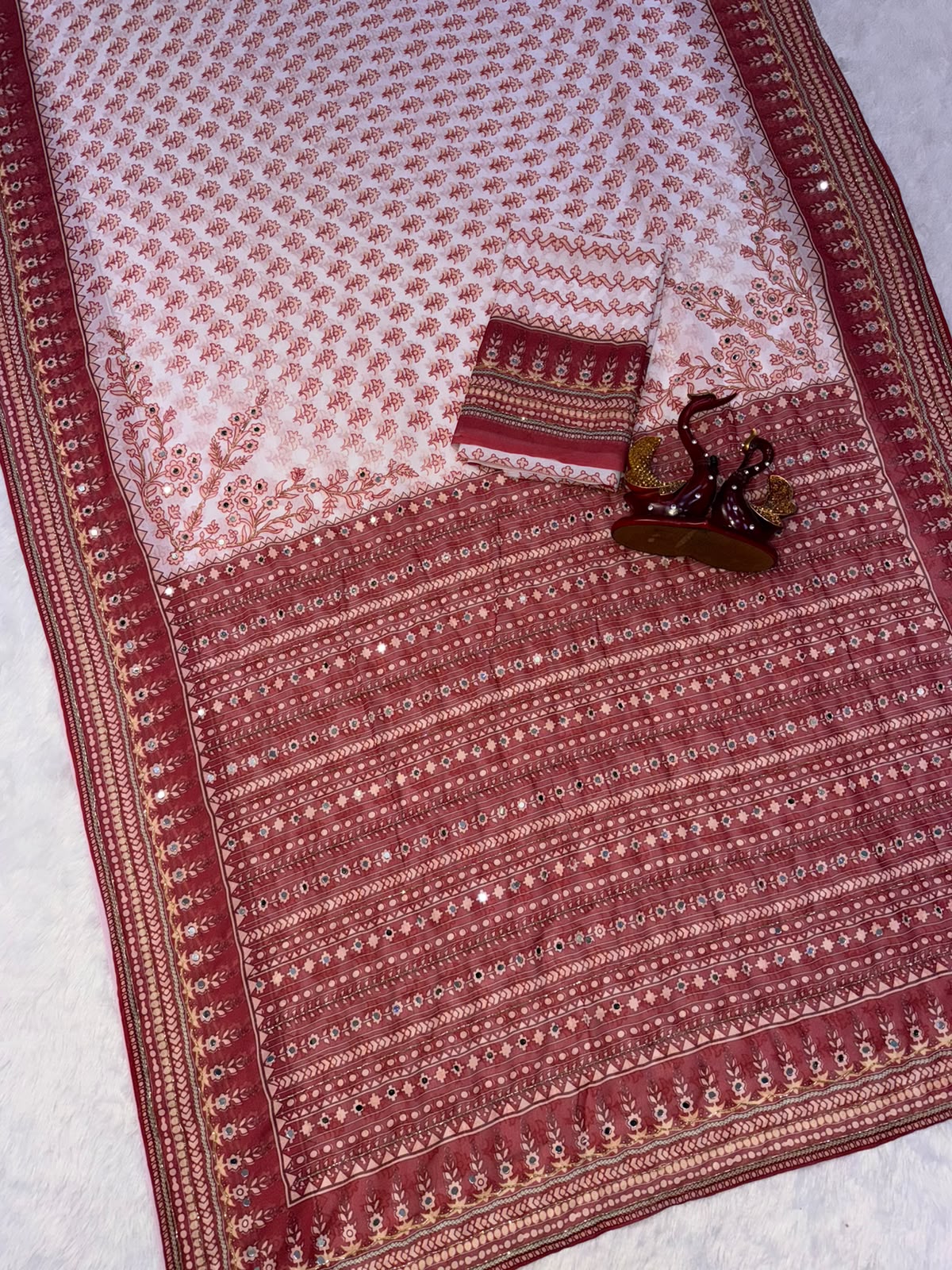 Designer Fox Georgette Saree with Mirror Work