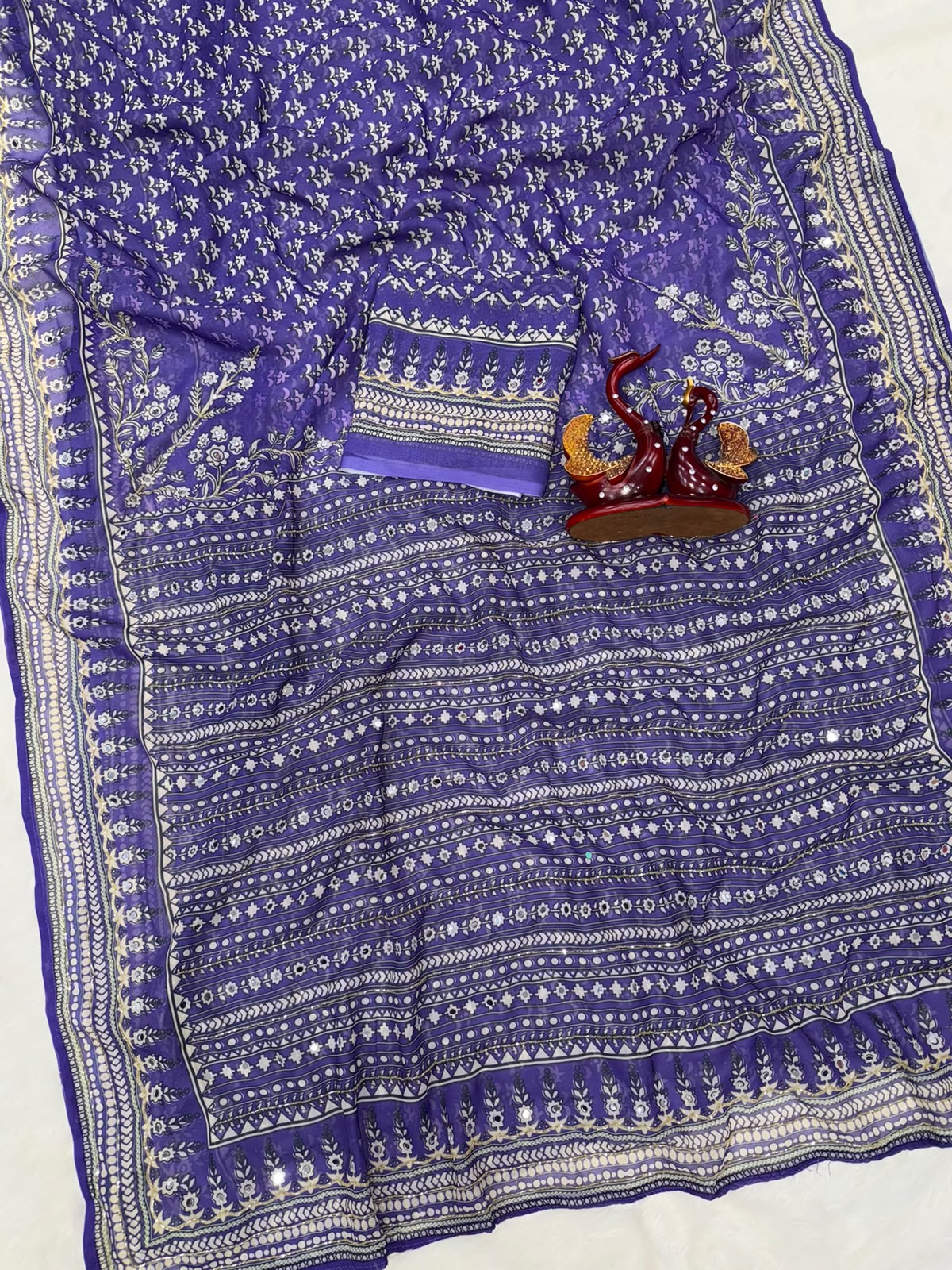 Designer Fox Georgette Saree with Mirror Work