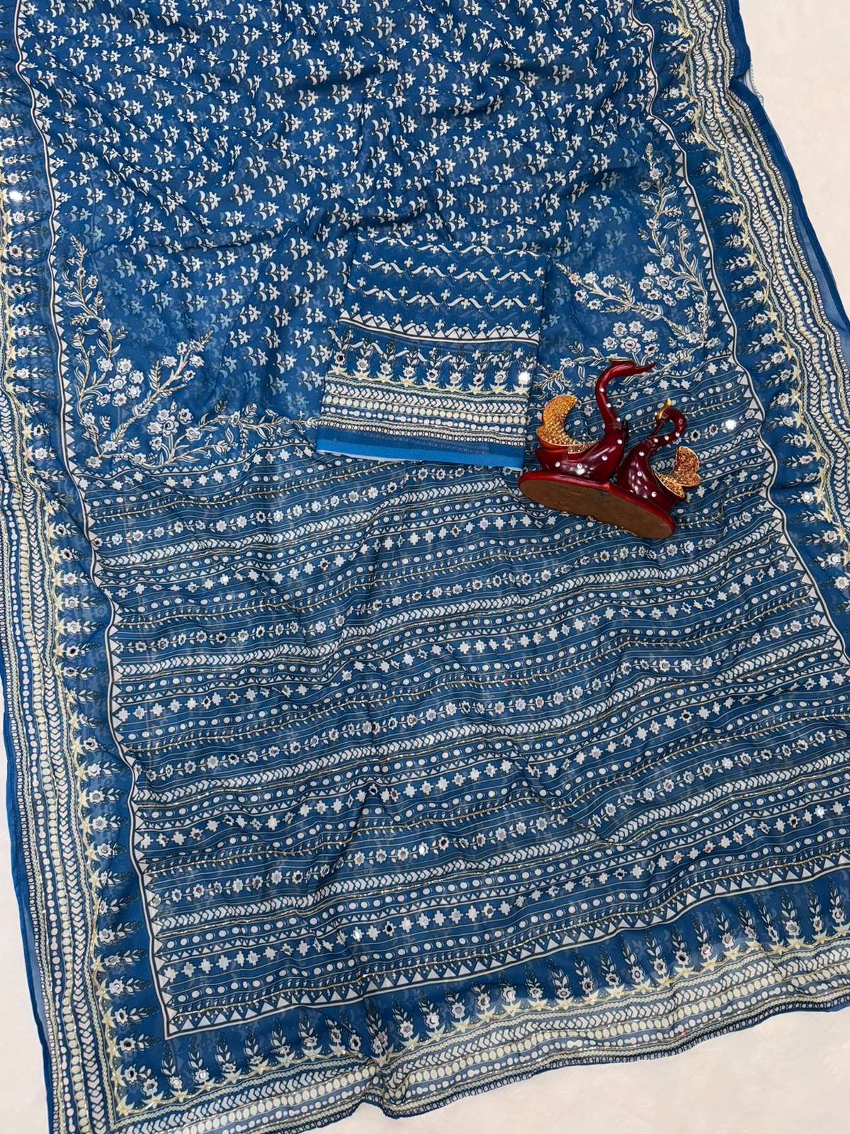 Designer Fox Georgette Saree with Mirror Work