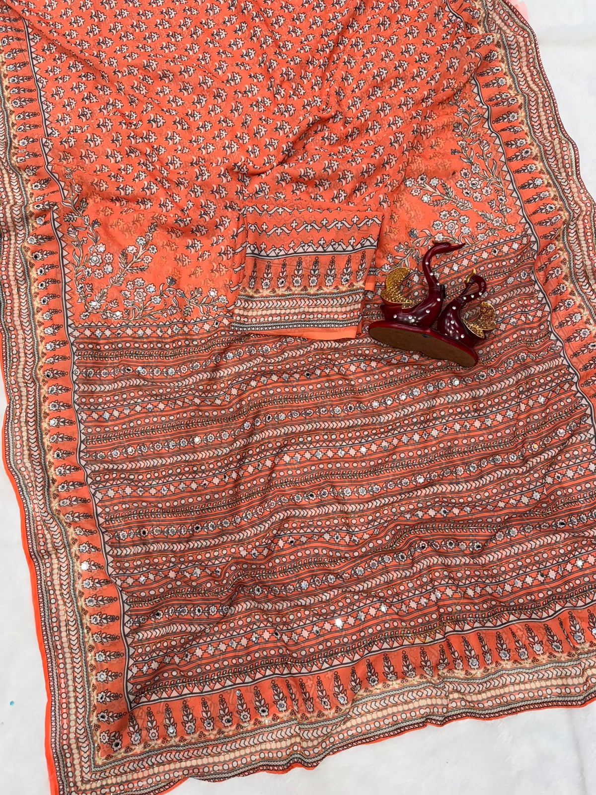 Designer Fox Georgette Saree with Mirror Work
