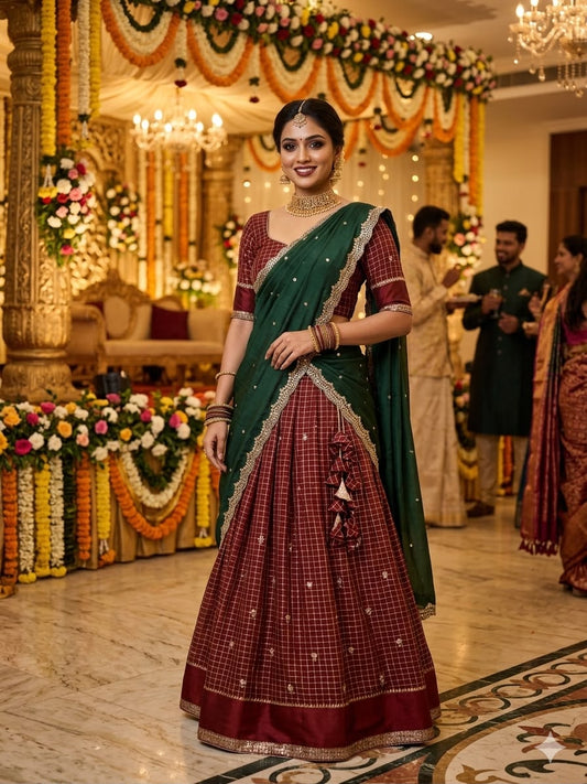 Pure Viscose Georgette Half Saree Set with Sequin Work