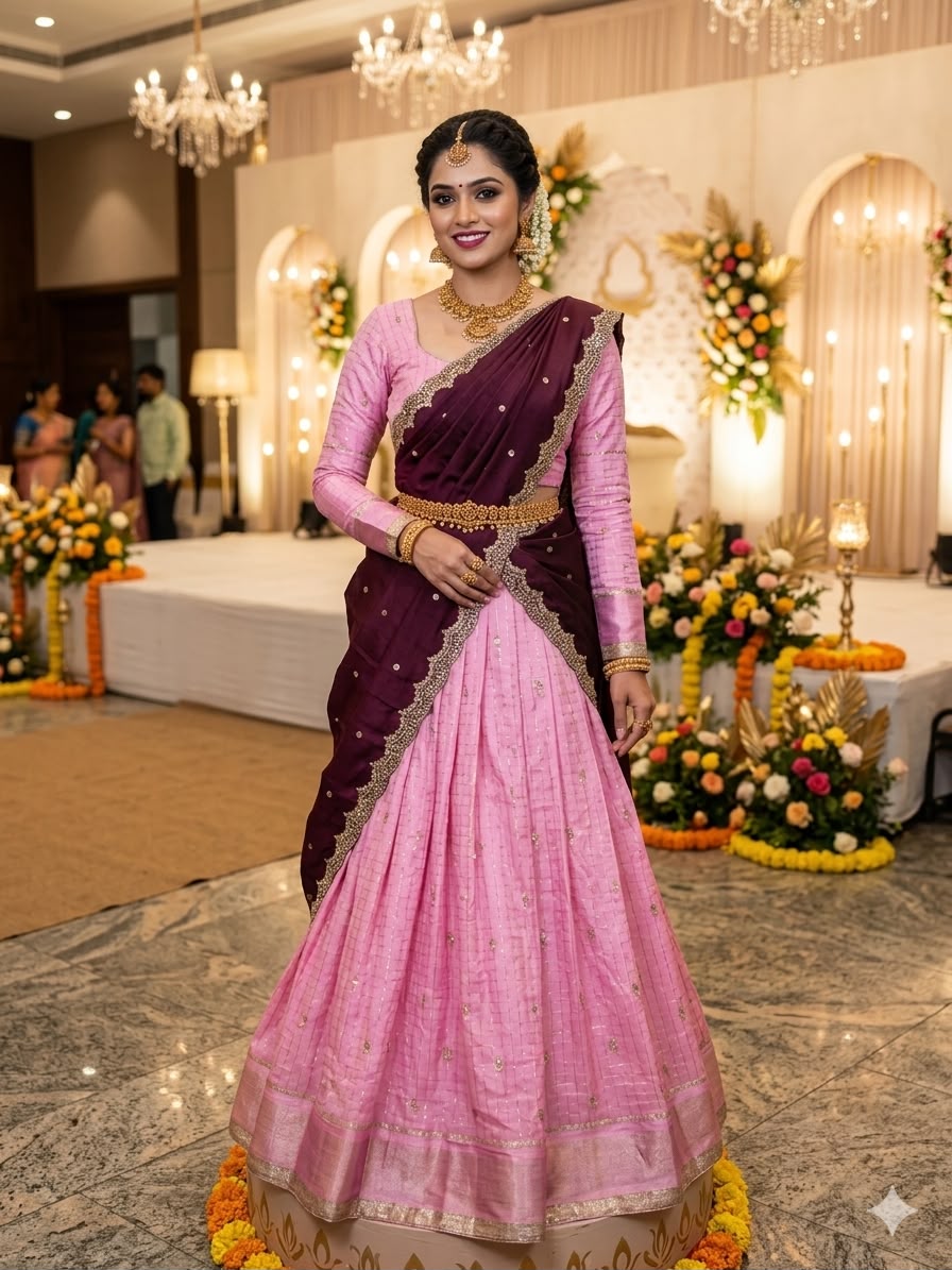 Pure Viscose Georgette Half Saree Set with Sequin Work